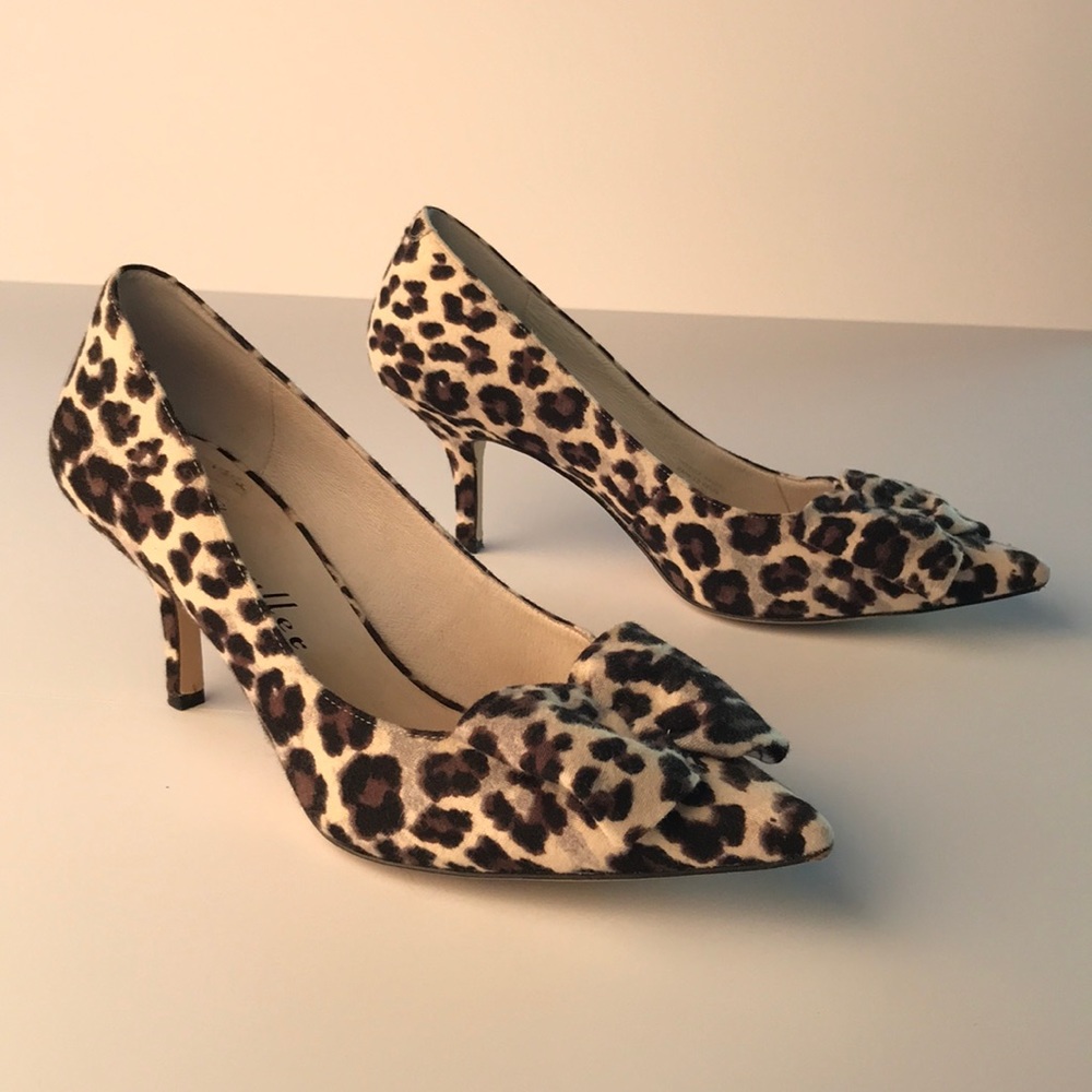 Bettye Muller Leopard Print Kitten Heels with bow
